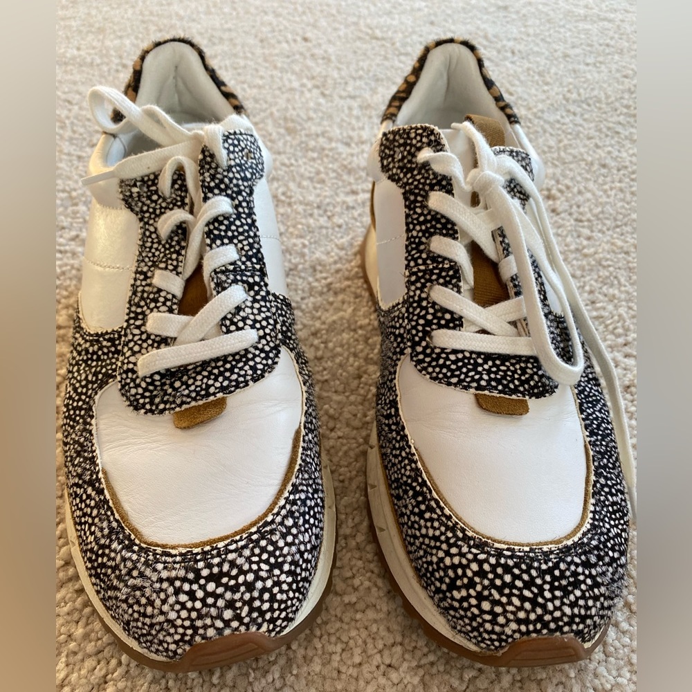Madewell kickoff trainer sneakers leather spot mix calf hair
